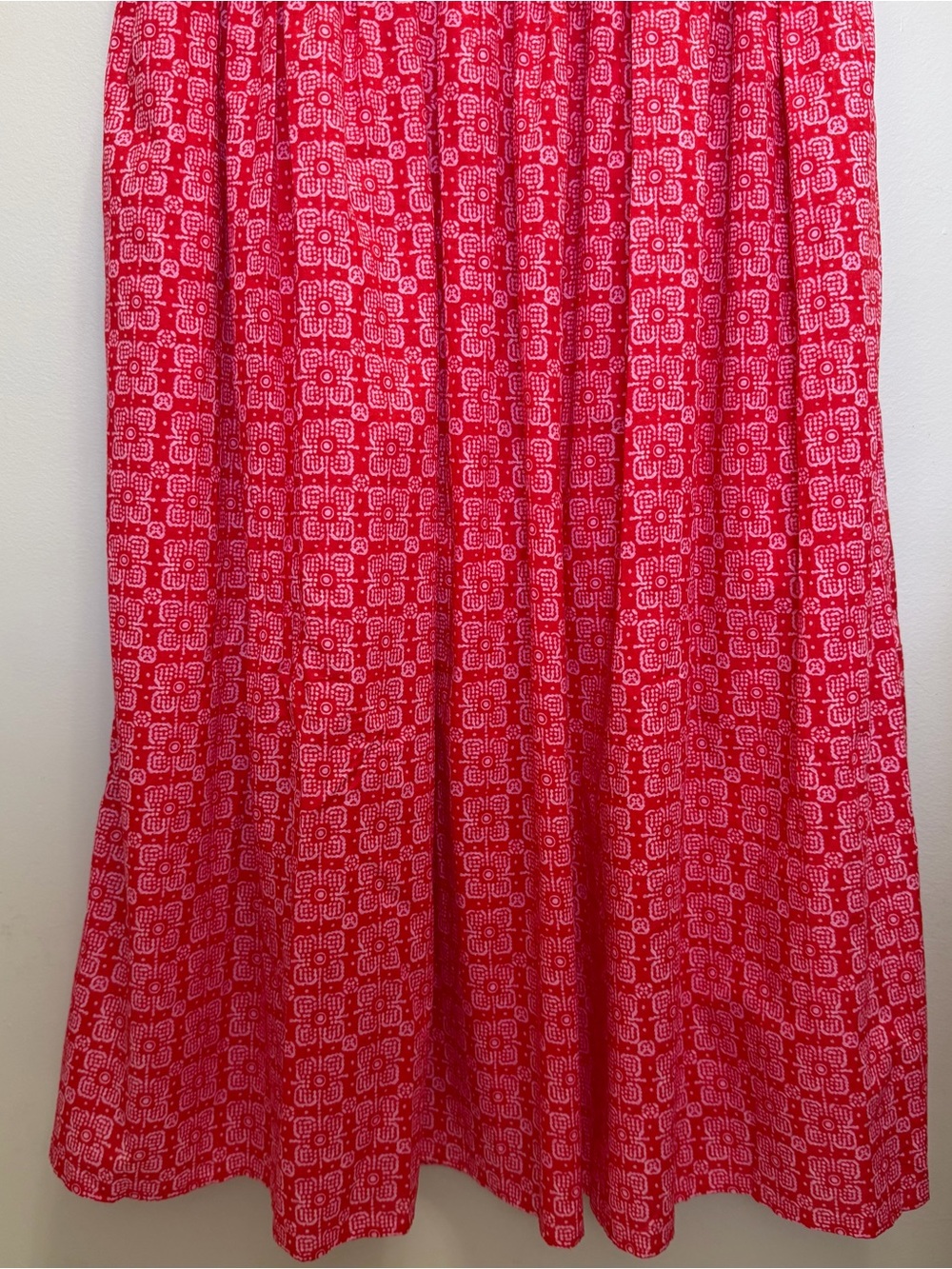 J. Crew NWT Smocked Boat Neck Midi Dress Pockets Sleeveless Red Print Size L NEW - Picture 5 of 10
